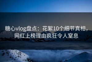 糖心vlog盘点：花絮10个细节真相，网红上榜理由疯狂令人窒息