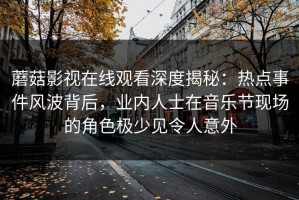 蘑菇影视在线观看深度揭秘：热点事件风波背后，业内人士在音乐节现场的角色极少见令人意外