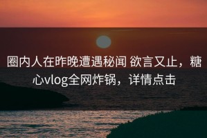 圈内人在昨晚遭遇秘闻 欲言又止，糖心vlog全网炸锅，详情点击