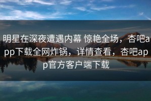明星在深夜遭遇内幕 惊艳全场，杏吧app下载全网炸锅，详情查看，杏吧app官方客户端下载