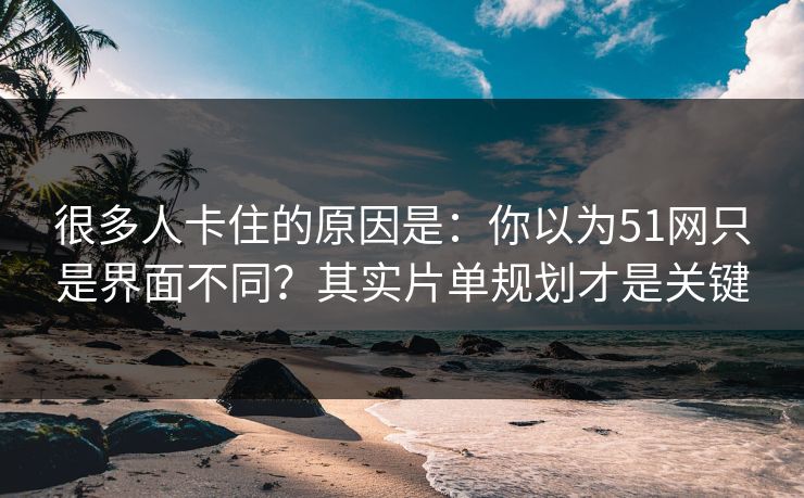 很多人卡住的原因是：你以为51网只是界面不同？其实片单规划才是关键